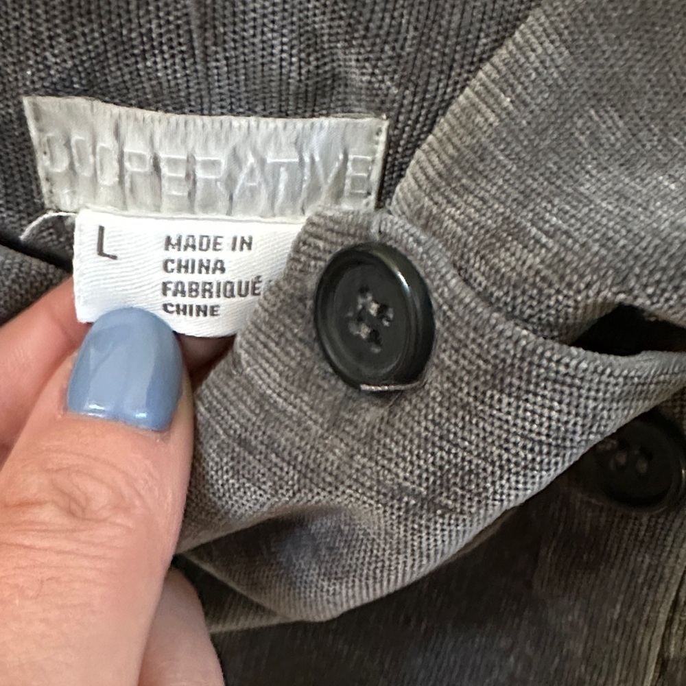 *COOPERATIVE* Urban Outfitters Grey Velvet Button-Front Slip Dress Size Large - Picture 9 of 9